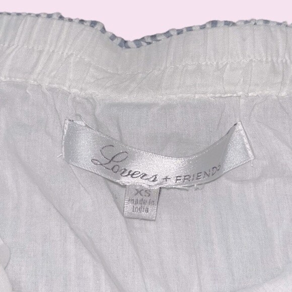 Lovers + Friends Coastal Blouse White Blue Off The Shoulder Ruffled Top Size XS - Picture 6 of 10